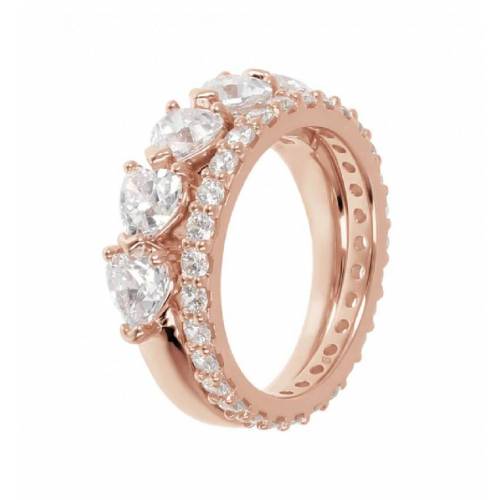 Set Due Anelli Bronzallure Verette Cuori con Cubic Zirconia