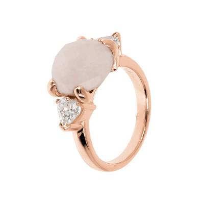 Anello Bronzallure in Golden Rose con Pietra Naturale e Zirconi