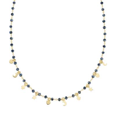 Collana Amen Charm Elegance Dorato e Cristalli Blu