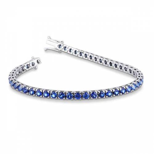 Bracciale Tennis unisex in Oro Bianco con Zaffiri Blu - Giorgio Visconti