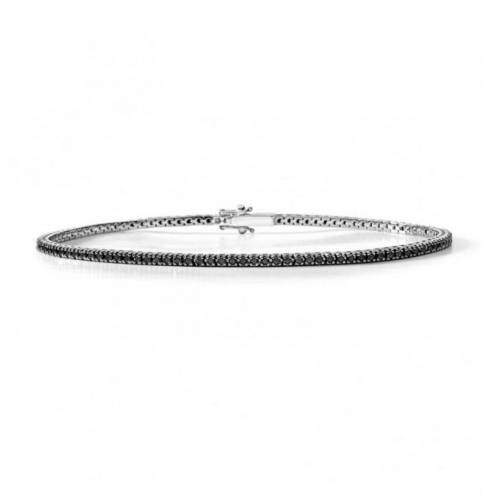 Bracciale Tennis unisex in Oro Bianco con Diamanti Neri- Giorgio Visconti