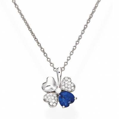 Collana Amen Quadricuore con Zirconi Bianchi e Blu