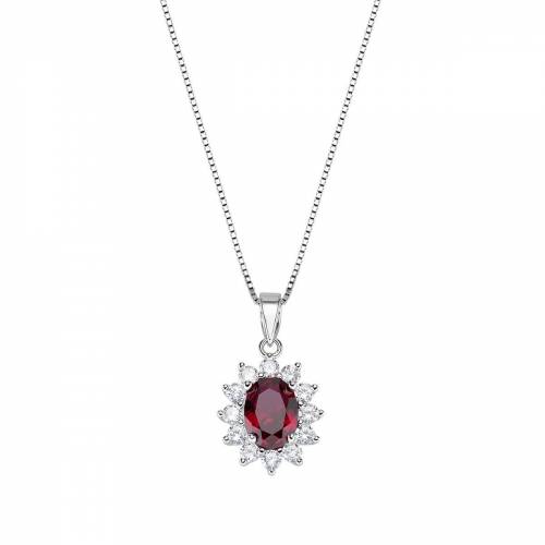 Collana Amen in argento con pendente con zirconi bianchi e rosa