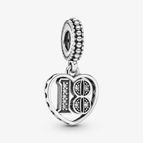 Charm Pandora pendente con numero 18