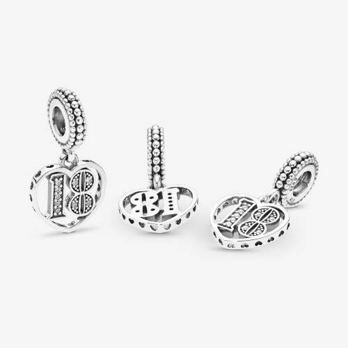 Charm Pandora pendente con numero 18