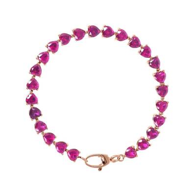 Bracciale Bronzallure Tennis con Cuori in Zirconi Fucsia