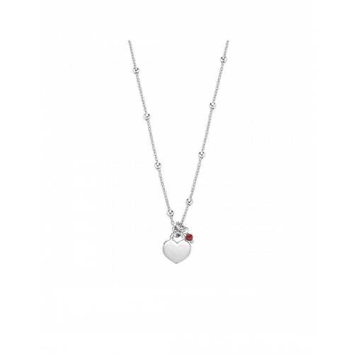 Collana Amen con cuore e pietra rossa