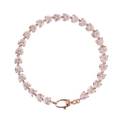 Bracciale Bronzallure Tennis Cuori con Zirconi Rosa Morganite