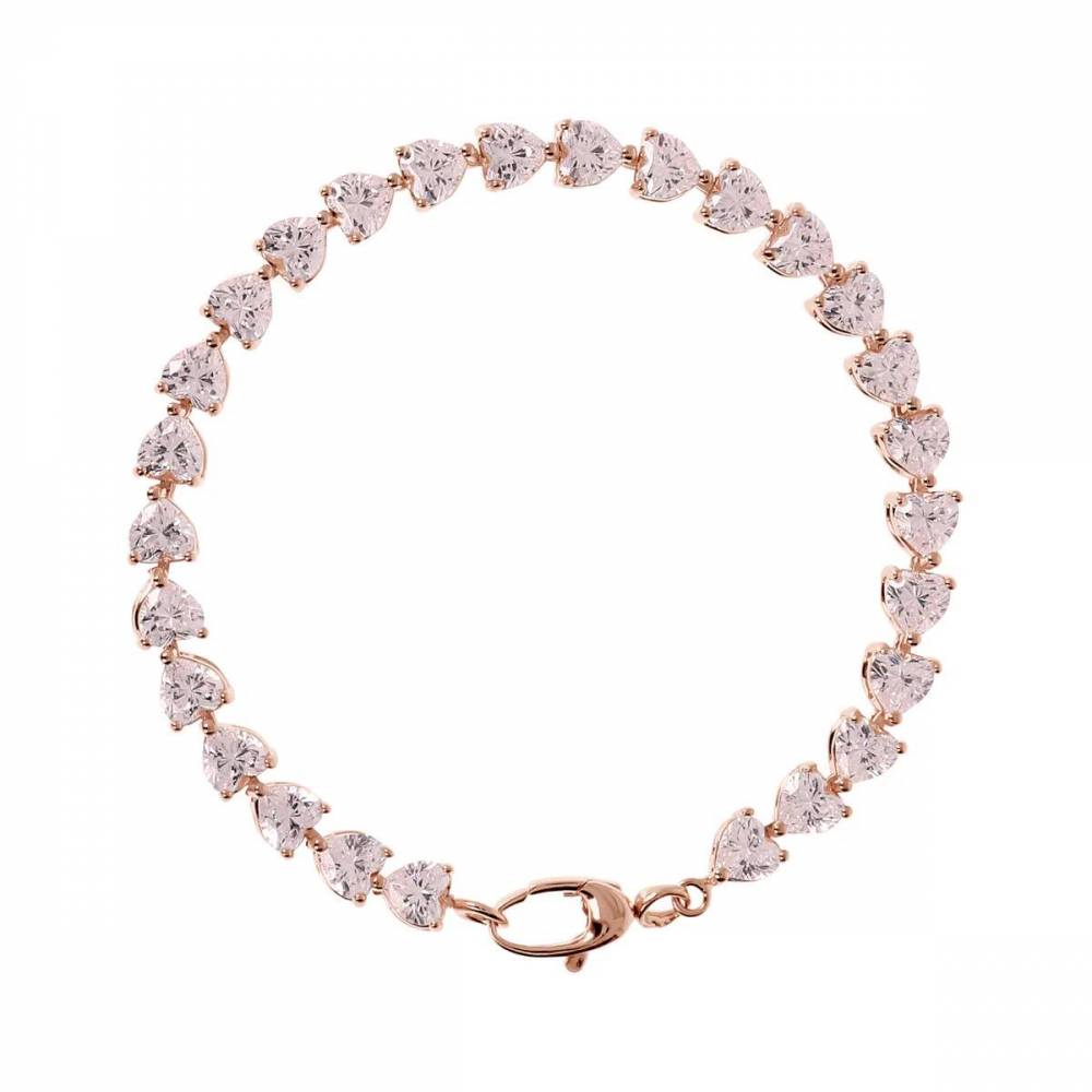 Bracciale Bronzallure Tennis Cuori con Zirconi Rosa Morganite