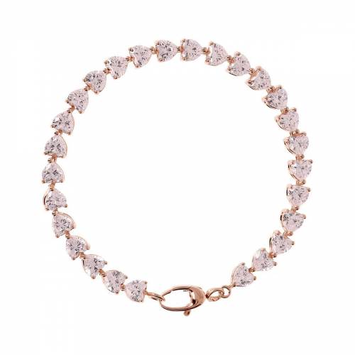 Bracciale Bronzallure Tennis Cuori con Zirconi Rosa Morganite