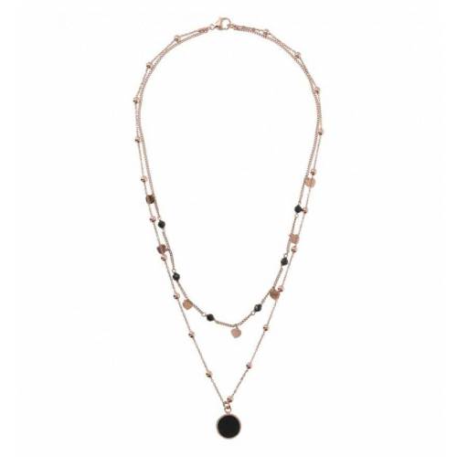 Collana Bronzallure Due Fili con Pietra e Cuori in Golden Rose