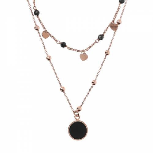 Collana Bronzallure Due Fili con Pietra e Cuori in Golden Rose