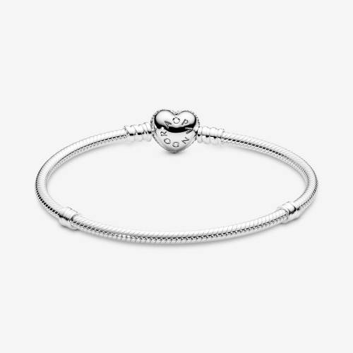 Bracciale Pandora con chiusura a cuore pavè