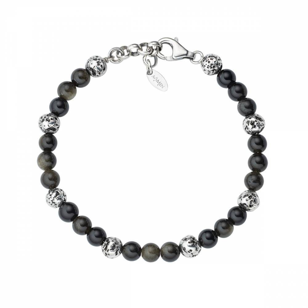 Bracciale Amen con Pietra Lavica e Occhio di Tigre Nero