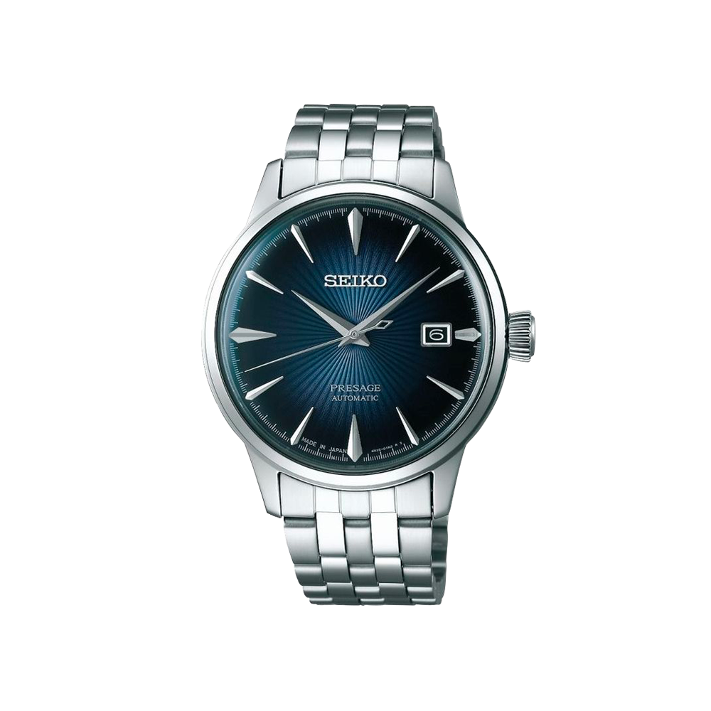 Orologio Seiko Presage automatico 3 sfere blu sunray