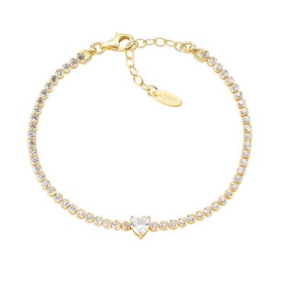 Bracciale Amen Tennis Dorato con Zircone Cuore