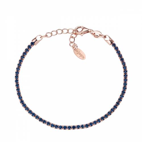 Bracciale Amen Tennis Rosè con Zirconi Blu