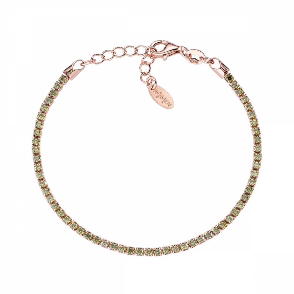 Bracciale Amen Tennis Rosè con Zirconi Verdi