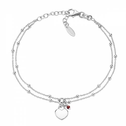 Bracciale Amen con Cuore Rodio e Cipollino Rubino