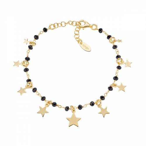 Bracciale Amen con Charm Dorati e Cristalli Neri