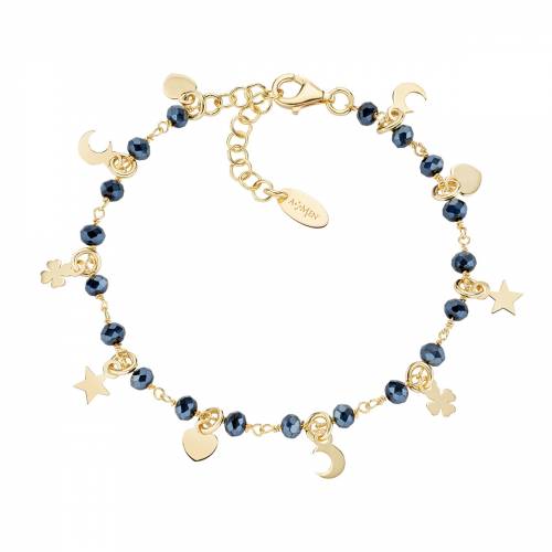 Bracciale Amen con Charm Dorati e Cristalli Blu