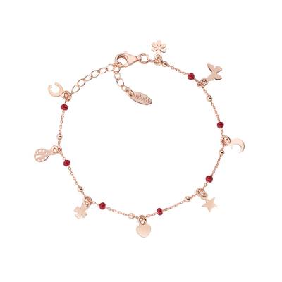 Bracciale Amen con Multi-Charm Rosè e Smalto Rosso