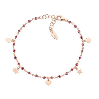 Bracciale Amen con Charm Rosè e Cristalli Rubino