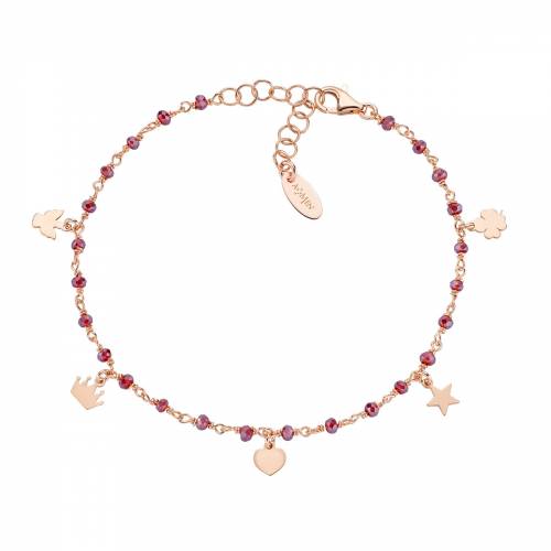 Bracciale Amen con Charm Rosè e Cristalli Rubino