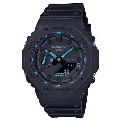 Orologio G-Shock con Cassa Ottagonale Nero e Lancette e indici Azzurri