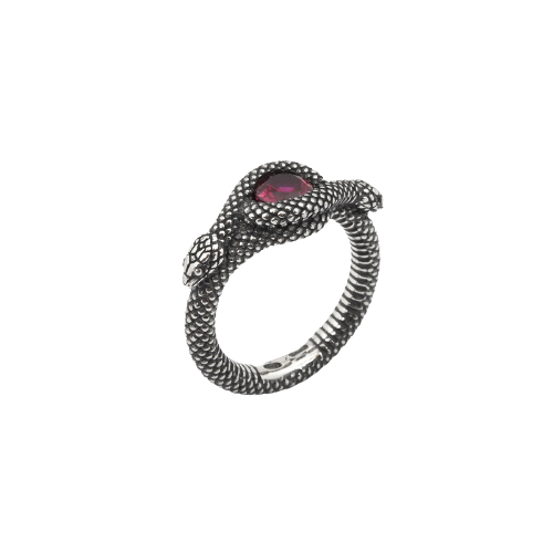 Anello Nove25 Serpente Solitario con Corindone Rosso