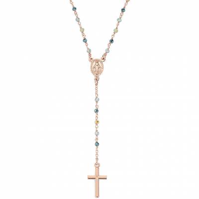 Collana Amen a Rosario Rosé con cristalli Multicolor