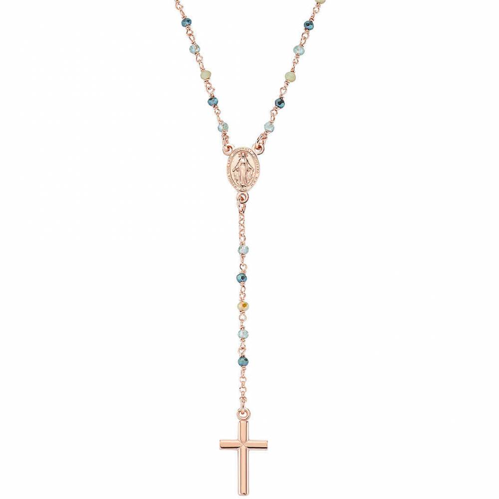 Collana Amen a Rosario Rosé con cristalli Multicolor