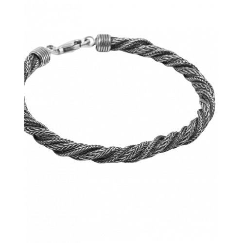 Bracciale Nove25 Treccia Ritorta in Argento Brunito