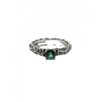 Fedina Nove25 Foglie Solitario Cubic Zirconia Verde