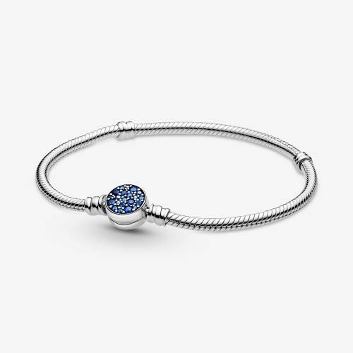 Bracciale Pandora con Chiusura Tonda e Pietre Blu