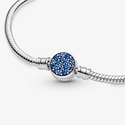 Bracciale Pandora con Chiusura Tonda e Pietre Blu