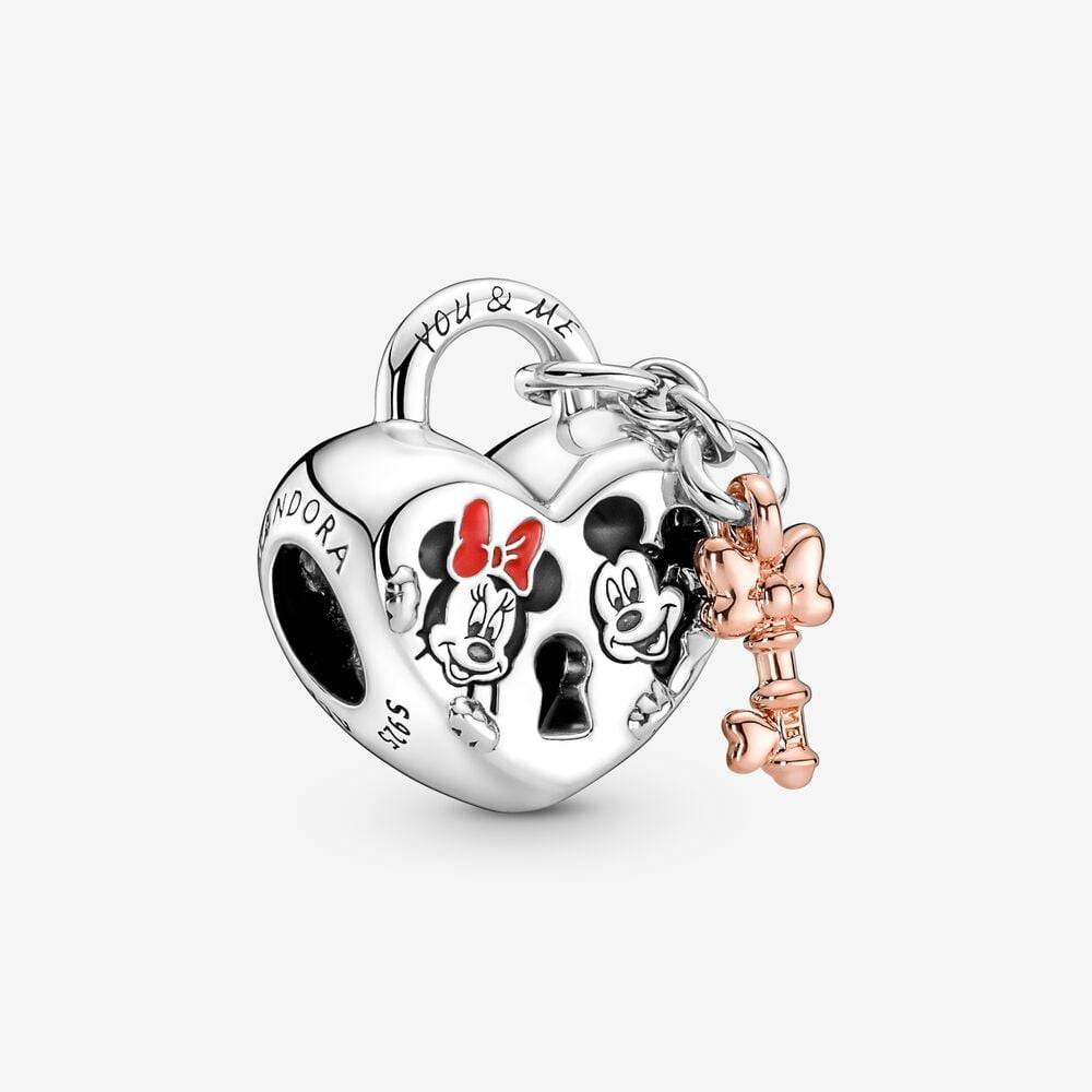 Charm Pandora Disney Lucchetto d'Amore Mickey Mouse & Minnie