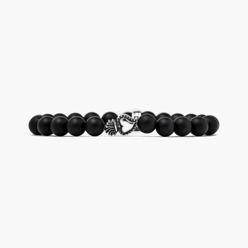 Bracciale Nove25 Onice Opaca 080 e Cuore Ex-Voto