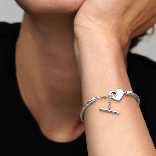 Bracciale Pandora con chiusura a T e cuore