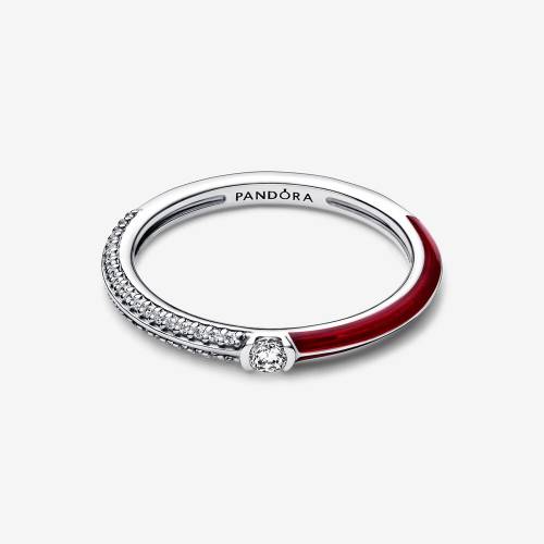 Anello Pandora ME con Pietre Luminose & Smalto Rosso