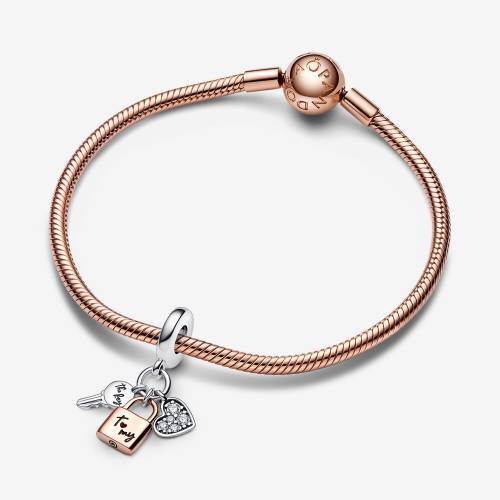 Charm Pandora Pendente Chiave, Lucchetto e Cuore