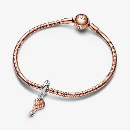 Charm Pandora Pendente Chiave della Felicità con Cuore Scorrevole