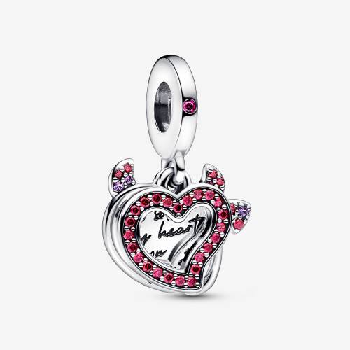 Charm Pandora Pendente Doppio Cuore "Heart on fire’’