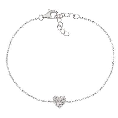 Bracciale Amen "Cuore" in Argento con Zirconi