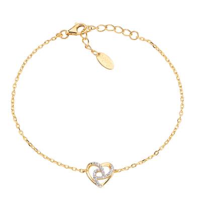 Bracciale Amen "Cuore" in Argento dorato con Zirconi