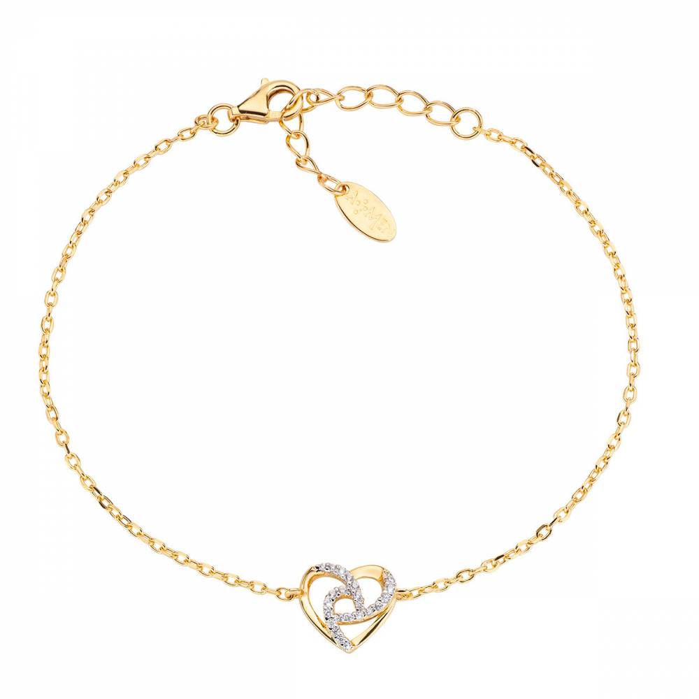 Bracciale Amen "Cuore" in Argento dorato con Zirconi