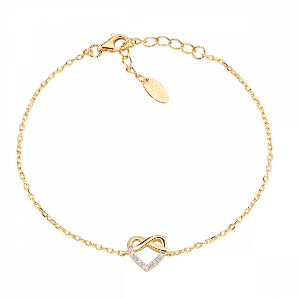 Bracciale Amen "Cuore" in Argento dorato con Zirconi