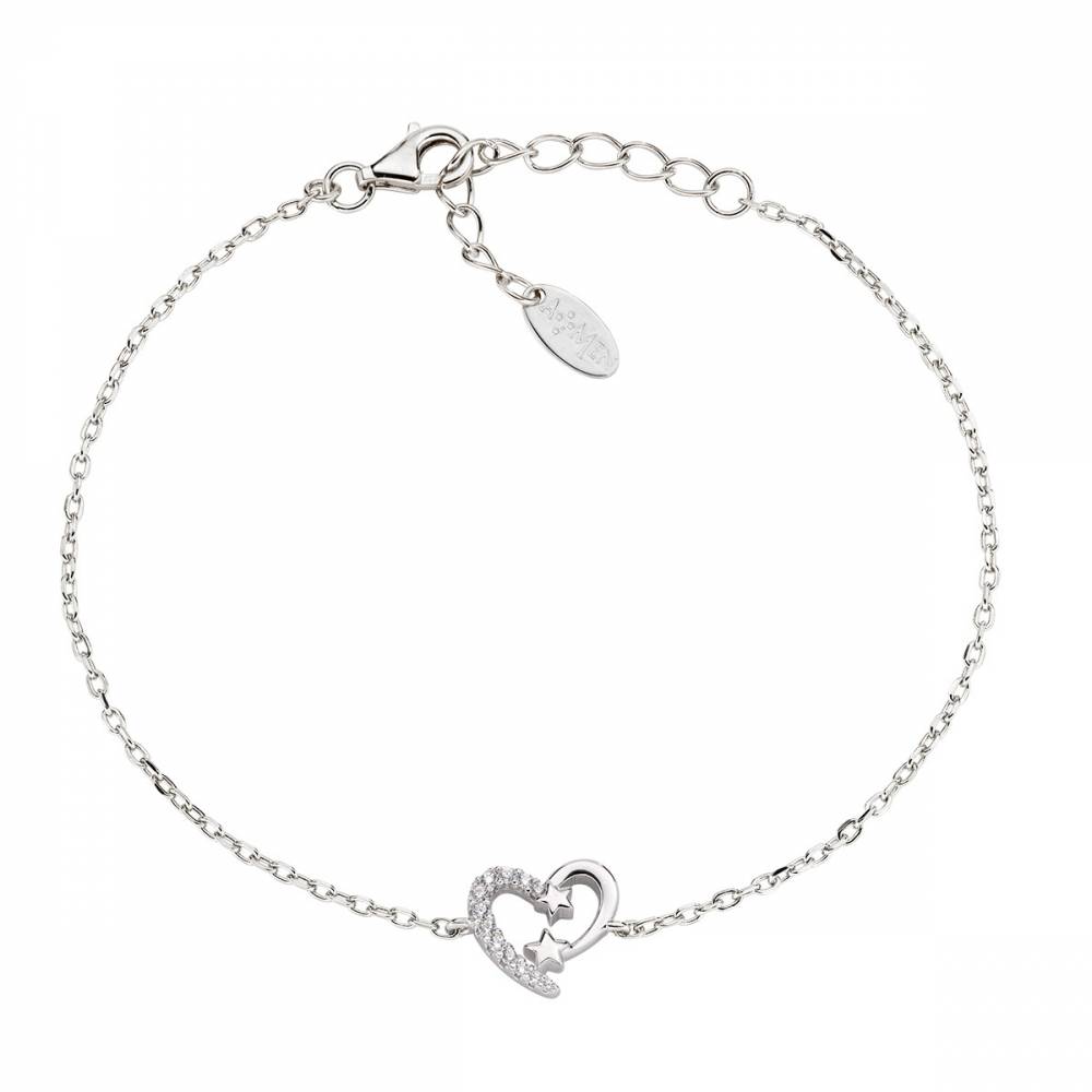 Bracciale Amen "Cuore" in Argento con Zirconi