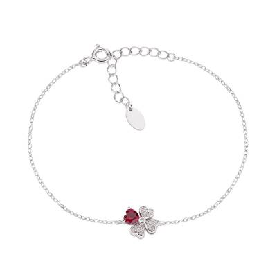 Bracciale Amen "Quadricuore" Rosso in Argento con Zirconi