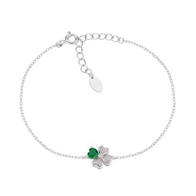 Bracciale Amen "Quadricuore" Verde in Argento con Zirconi